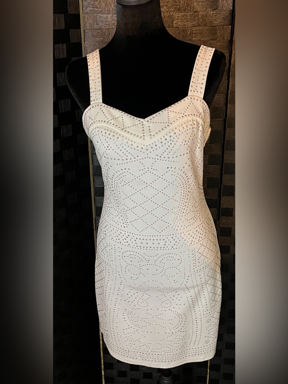 White Studded Bodycon Dress - Unbranded